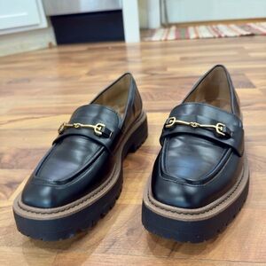 Sam Edelman Black Loafers with Gold Accent
